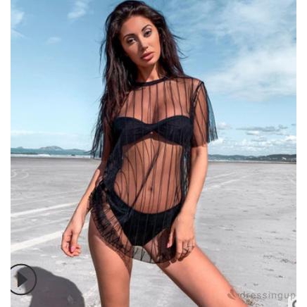 Áo Lưới Mỏng Dài Tay Mặc Ngoài Bikini Cho Nữ