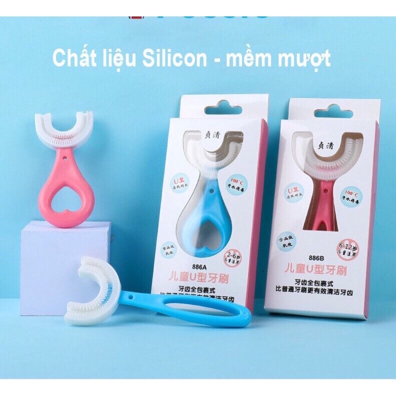 Bàn chải đánh răng chữ u silicon an toàn cho bé