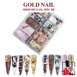 Foil báo chí dán móng , foil nail họa tiết báo chí