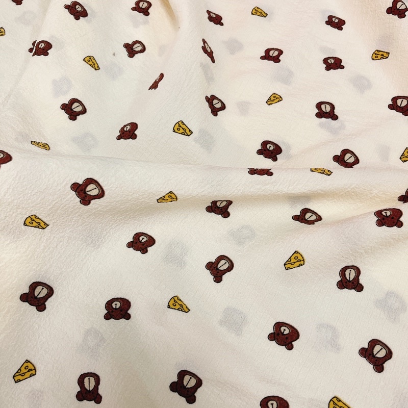 vải đũi xốp mềm mát hình con gấu pho mai siêu xinh siêu mát