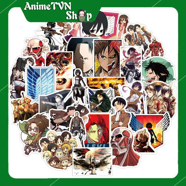 Miếng dán Sticker anime Attack on Titan (Tấn Công Người Khổng Lồ) trọn bộ 80 hình - In rõ ràng sắc nét khó tróc