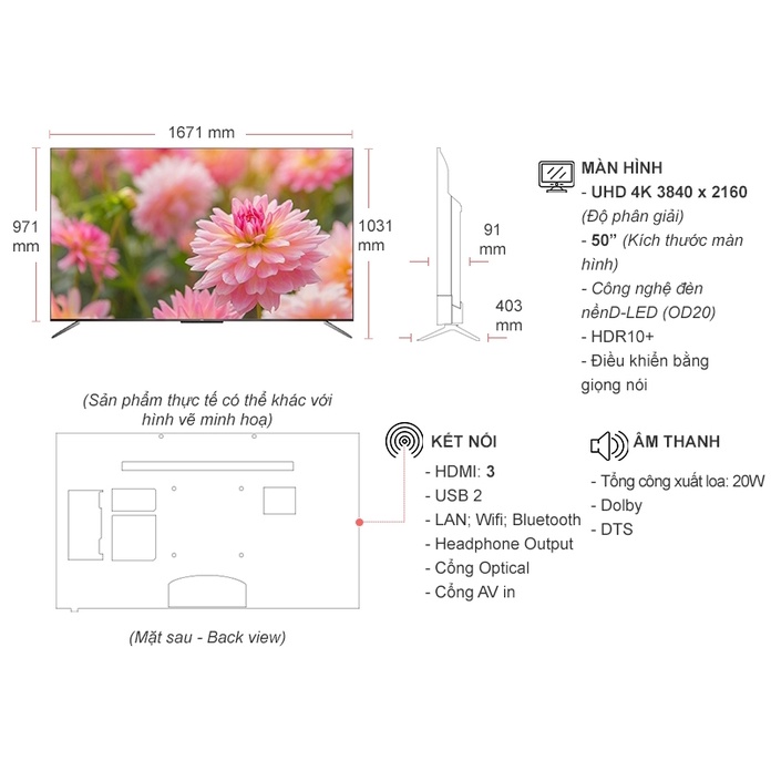 Smart Tivi QLED TCL 4K 50 inch L50C715 | BigBuy360 - bigbuy360.vn