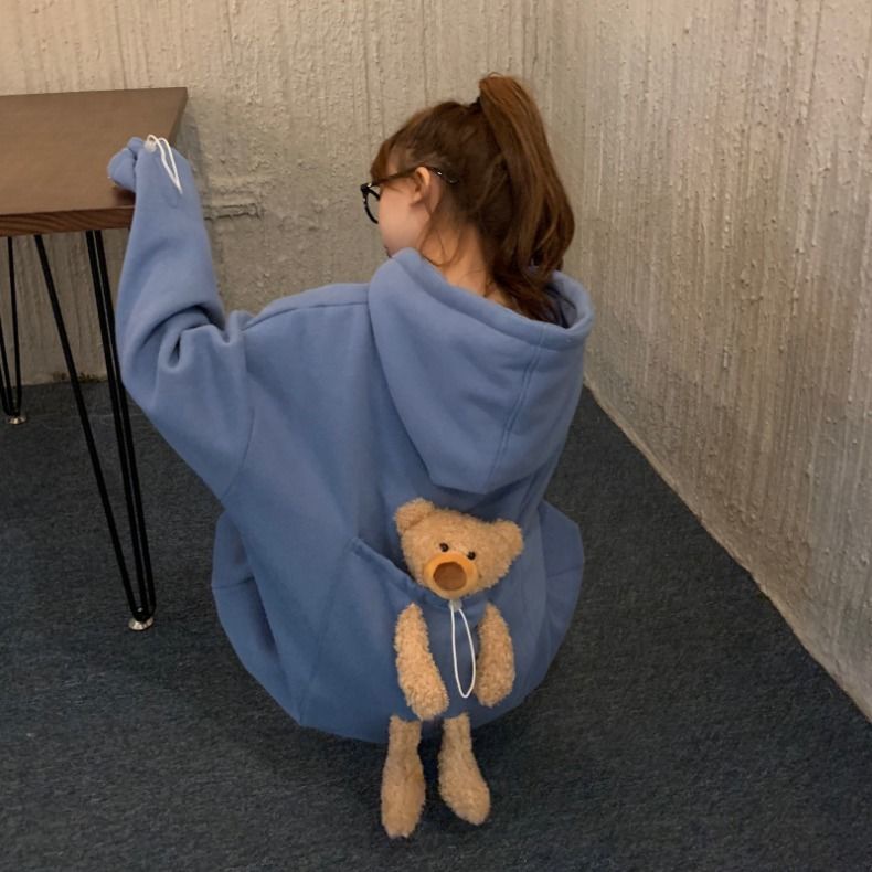 Áo Sweater Dáng Rộng Phối Lông Kiểu Hàn Quốc Thời Trang Thu Đông Cá Tính