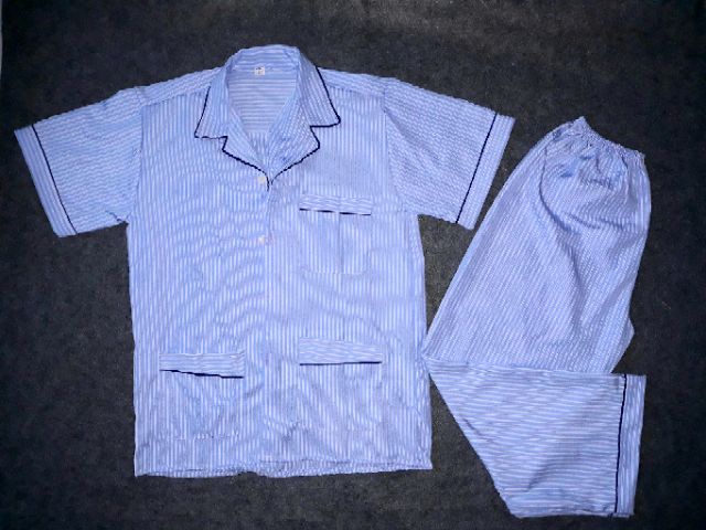 Bộ pijama nam trung niên quần dài áo cộc tay và quần áo dài