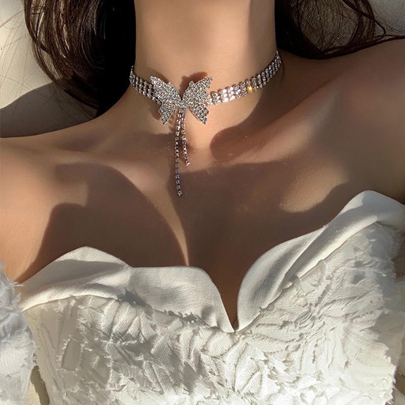 Choker Vòng Cổ Hàn Quốc Hình Bướm Đính Đá Siêu Sang Chảnh Dự Tiệc Mainia Shop