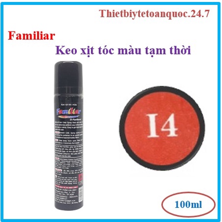 [Chính hãng] I4- Đỏ Gôm xịt màu tạm thời Familiar đủ màu 100ml- keo  nhuộm gội là hết