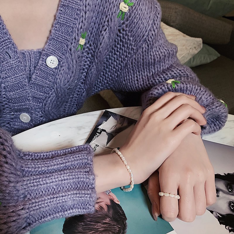 Vòng Tay Đính Hạt Ngọc Trai Đơn Giản Thời Trang Cho Nữ