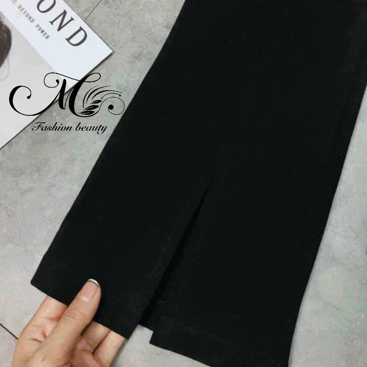 Quần ống loe xẻ tà nữ xịn 1 khuy vải tuyết mưa không nhăn không xù dài quần 98cm