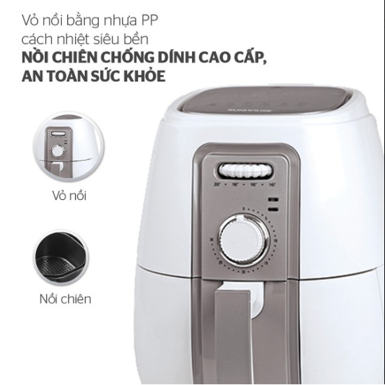 Nồi Chiên Không Dầu Sunhouse SHD4023W (3.0L) - Hàng Chính Hãng