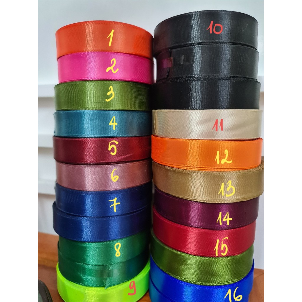 Dây ruy băng nhiều màu trơn 1cm, 2cm, 4cm