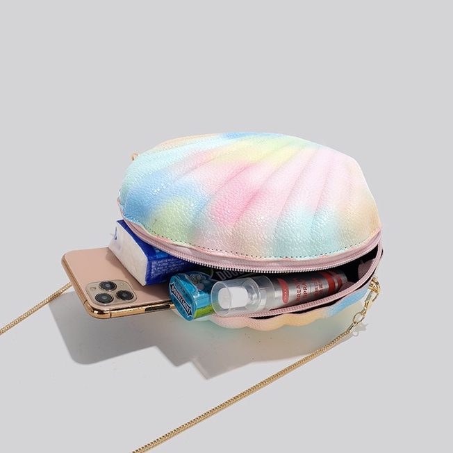 🌸Hàng Order🌸 Túi Xách Nữ CEEKAY Da Chần Kiểu Dáng Vỏ Sò Khóa Kéo Gắn Hạt Dây Đeo Xích Sang Chảnh Nữ Tính🌸Hàng Quảng Châu