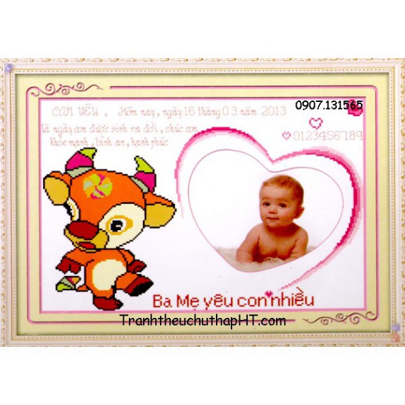 Tranh thêu chữ thập khung hình cho bé theo 12 con giáp