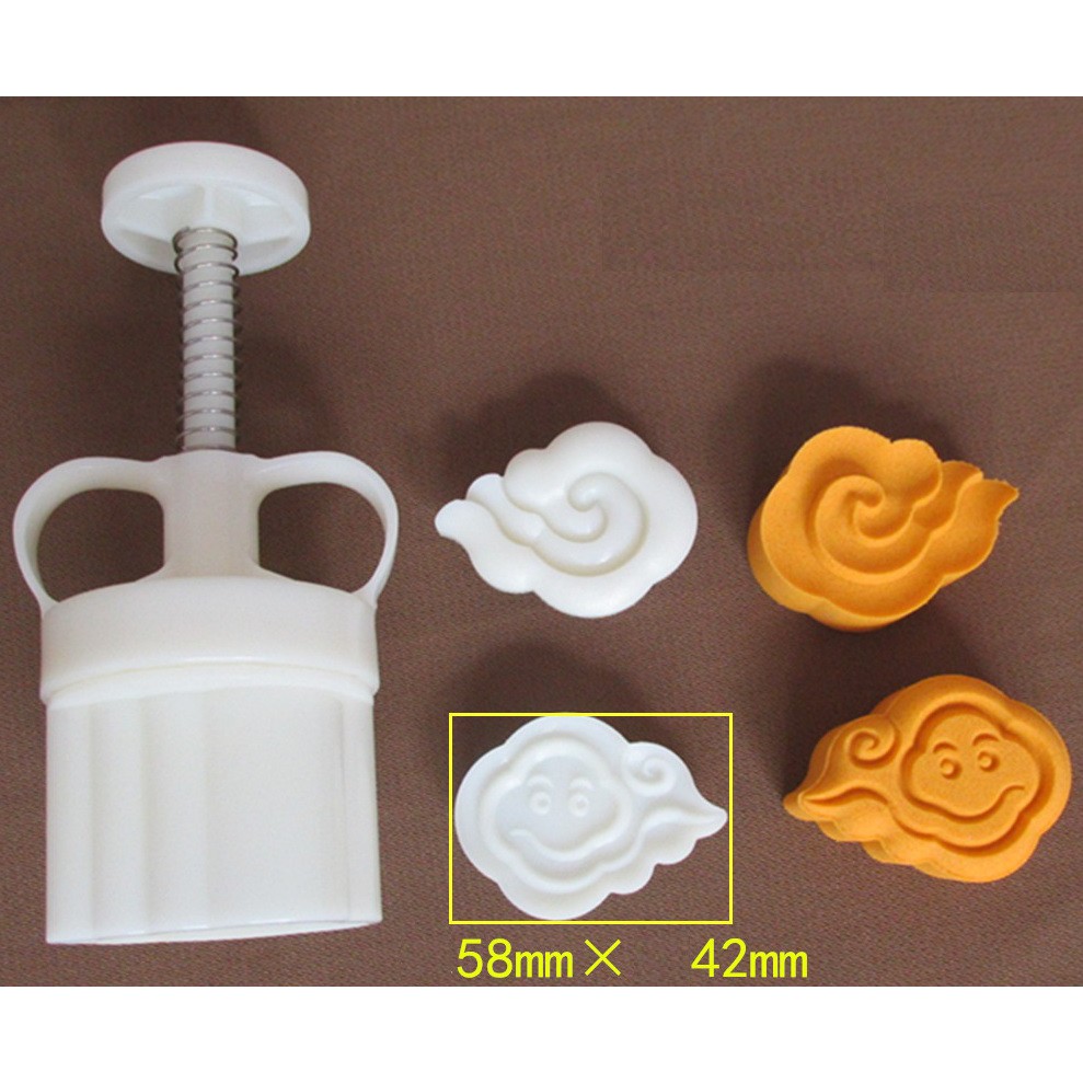 Khuôn bánh trung thu lò xo ⚡ HÀNG LOẠI 1 ⚡ khuôn làm bánh 2 mặt vân mây hình dáng bắt mắt ngộ nghĩnh