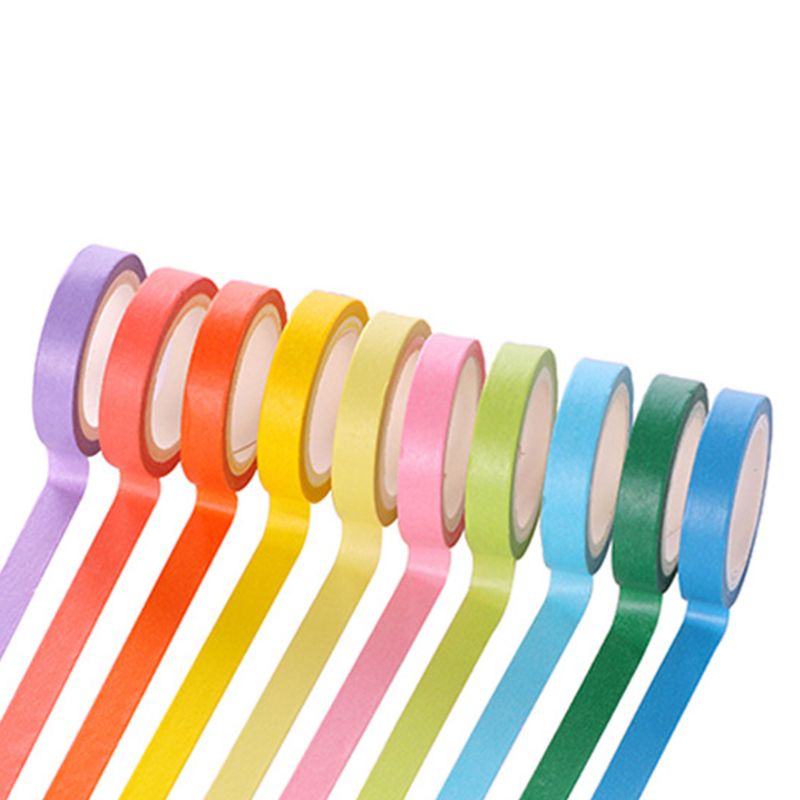 Set 10 Cuộn Băng Dính Nhiều Màu Sắc Dùng Trang Trí Thủ Công DIY