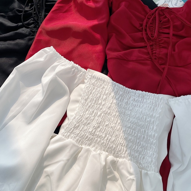 ĐẦM XINH TRỄ VAI TAY DÀI STELLA DRESS thiết kế sau lưng bo chun form ngắn tôn dáng style ullzang diện lễ và tết