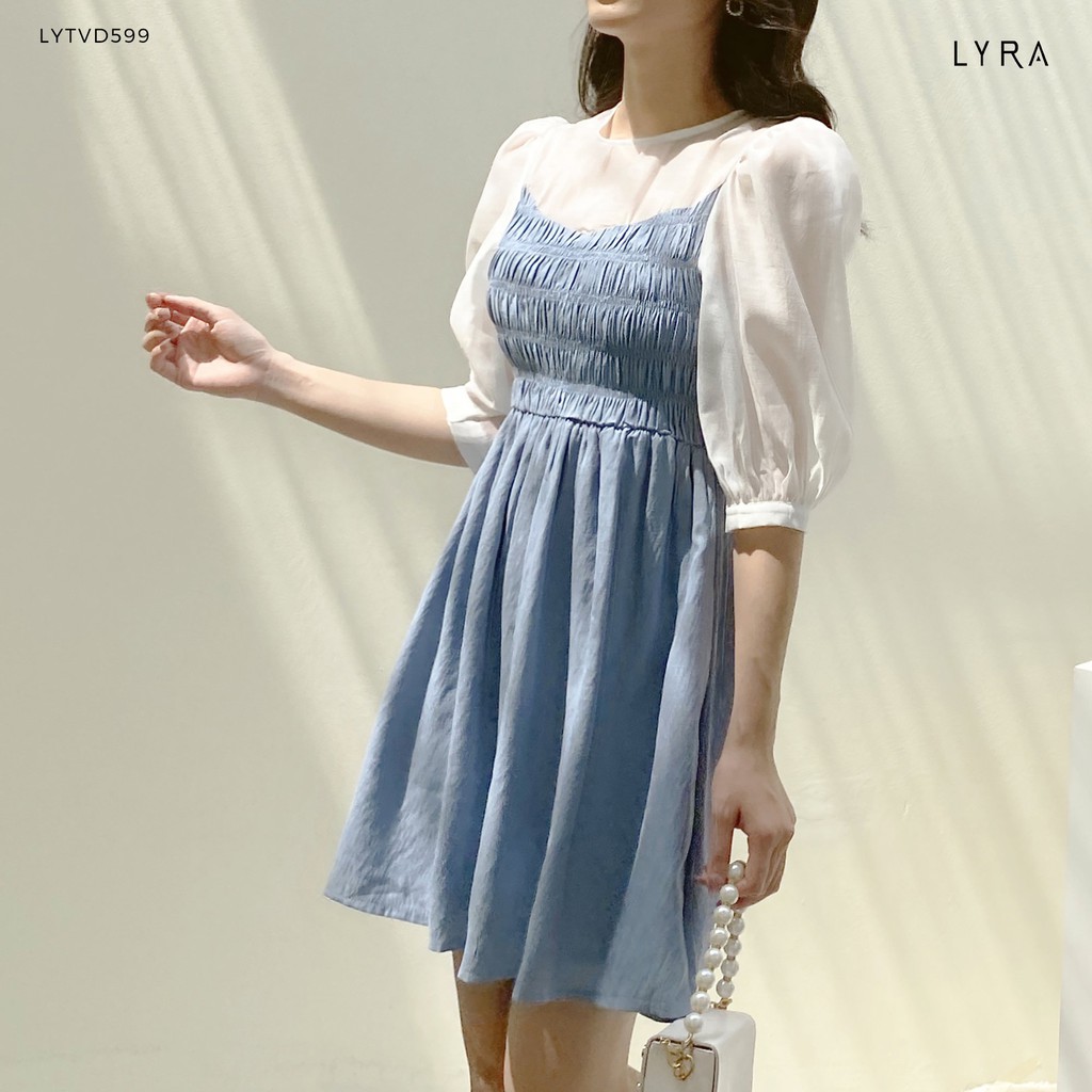 Váy nữ thiết kế by LYRA, chất liệu đũi xước dáng xòe kiểu dáng công chúa nhẹ nhàng xinh xắn- LYTVD599