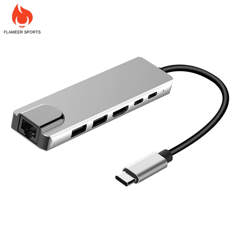 Flameer Sports  6 in 1 USB C Hub USB Type C 3.1 Adapter Dock w/ 4K HDMI PD Charge  2x USB3.0