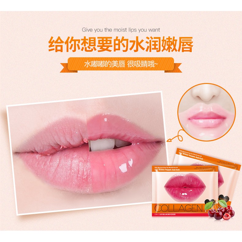 Mặt Nạ Môi Collagen Images Chiết Xuất Cherry, Mật Ong, Đào, Sữa Tươi Dưỡng Ẩm, Chống Nứt Nẻ, Môi Khô Lip Mask Chính Hãng