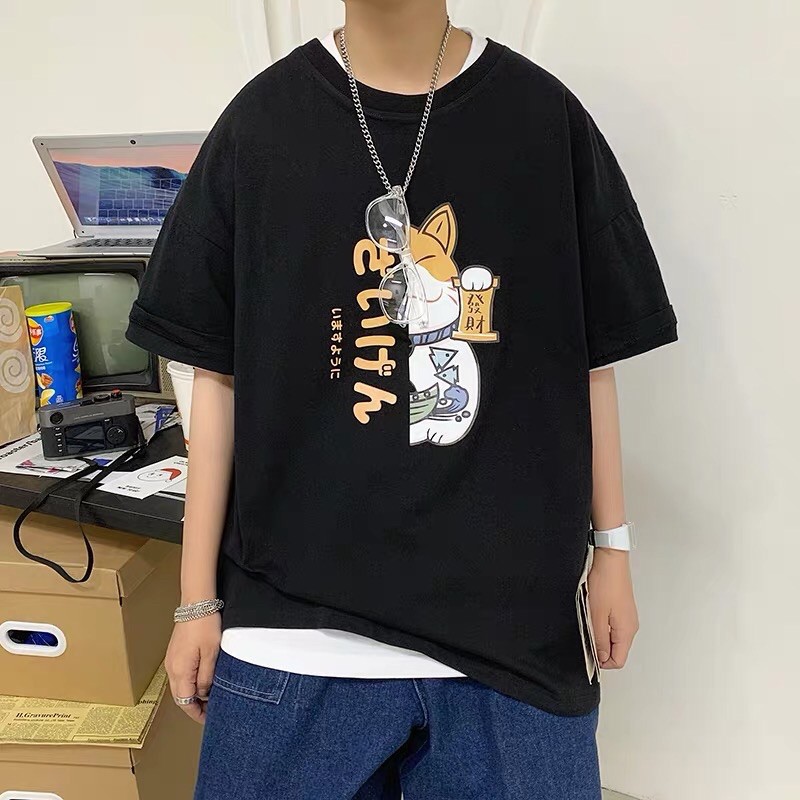 Áo phông unisex form rộng WIND oversize tay lỡ Mèo Hàn thời trang nam nữ ulzzang | BigBuy360 - bigbuy360.vn