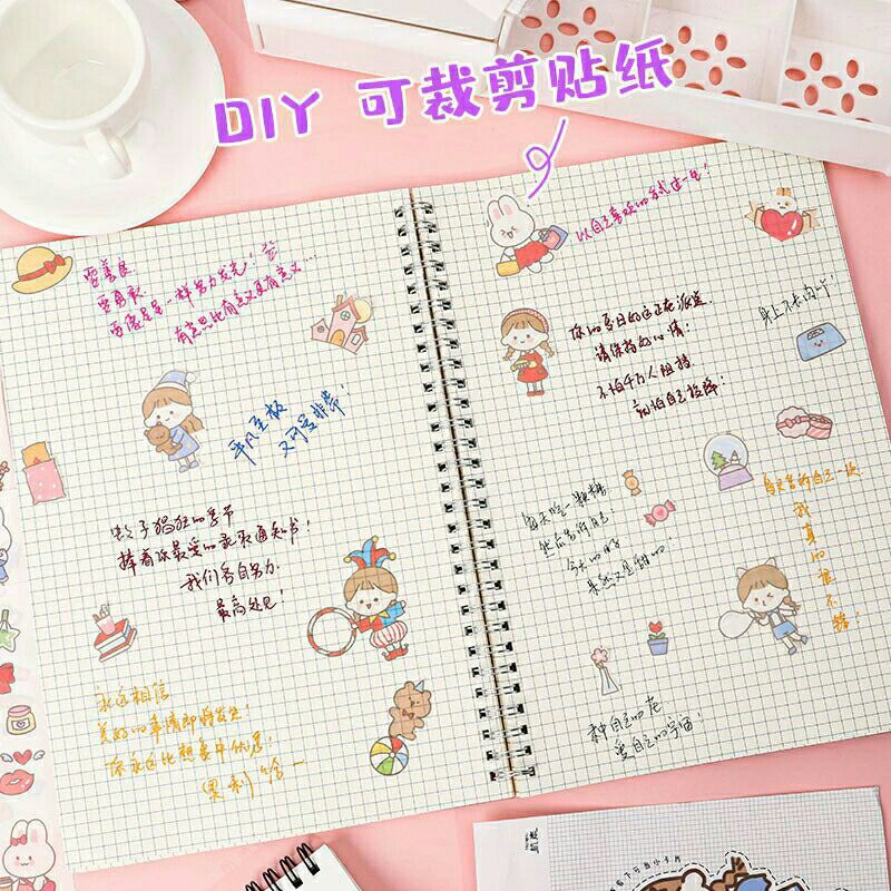 Sét 4 tấm Sticker hình cô gái dễ thương trang trí sổ vở đồ dùng cá nhân