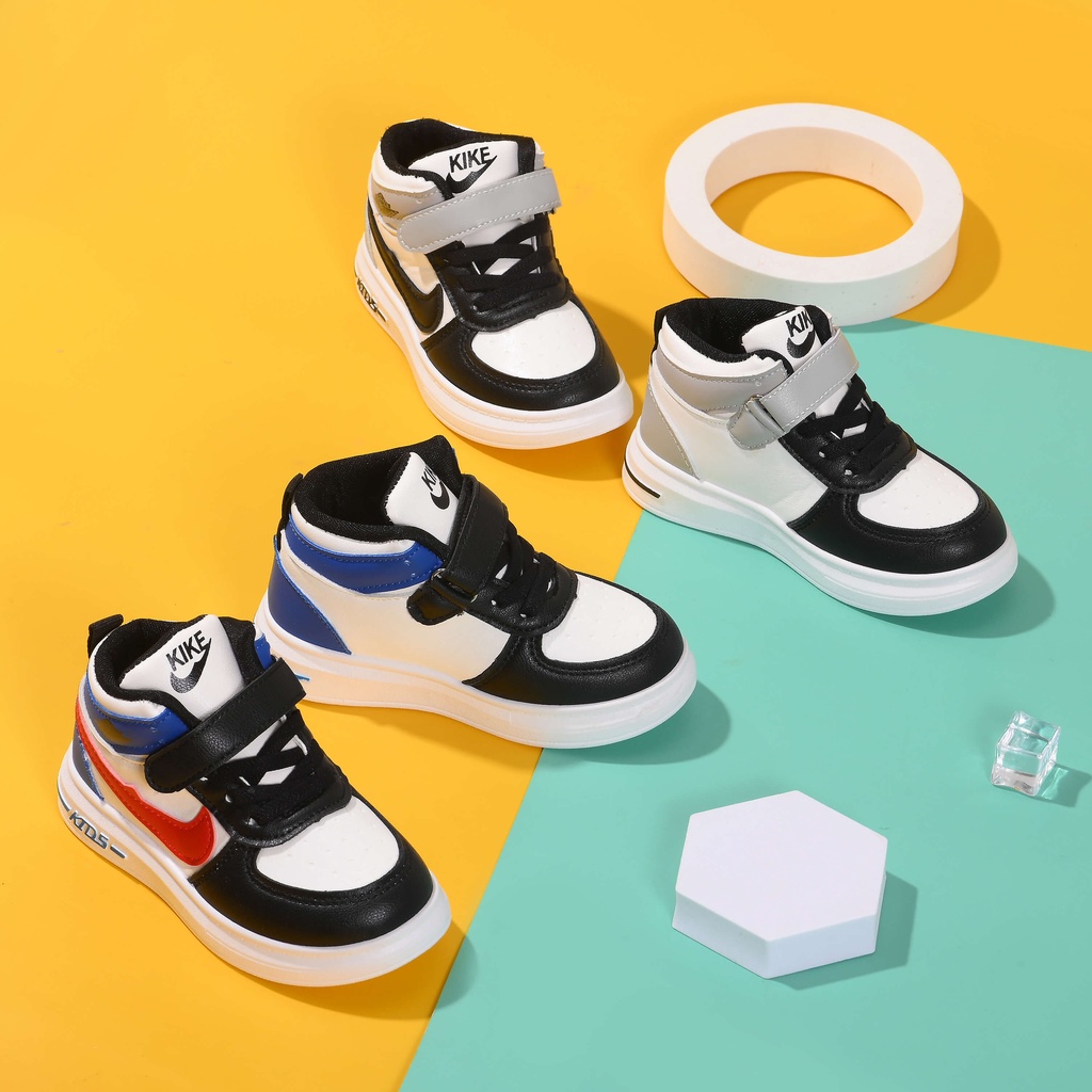 Giày Sneaker Trẻ Em 2 Đến 14 Tuổi Đi Được Cả Bé Trai Và Bé Gái Thiết Kế Cổ Cao Chất Liệu Da PU Đế Cao Su Non Mềm Mại