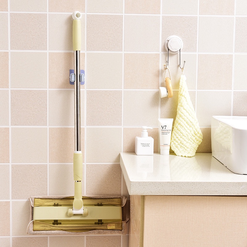 Móc dán tường kẹp giữ cây lau nhà, móc treo chổi, đồ dùng nhà bếp đa năng bằng nhựa ABS chịu trọng lượng lớn, chống nước