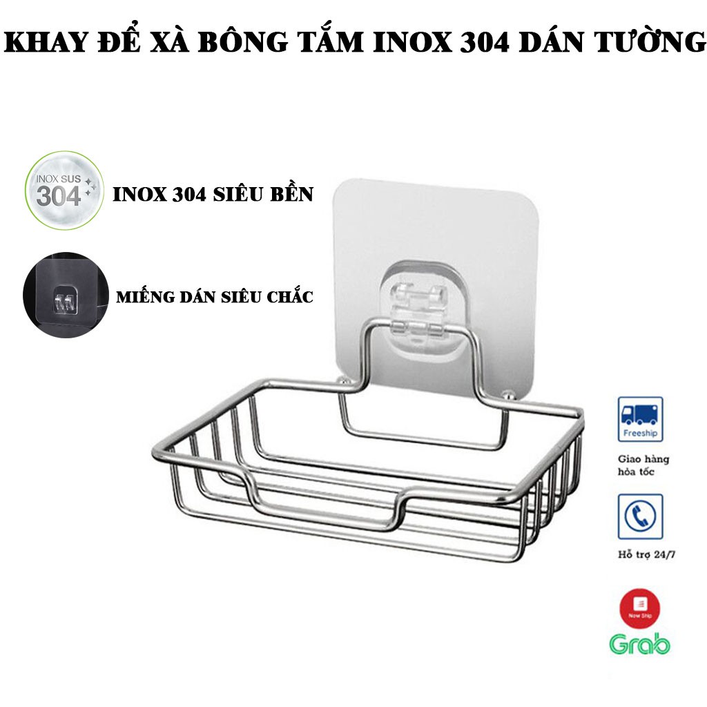 Giá inox để xà phòng tắm, kệ để xà bông tắm inox 304 siêu bền sử dụng miếng dán tường siêu chắc