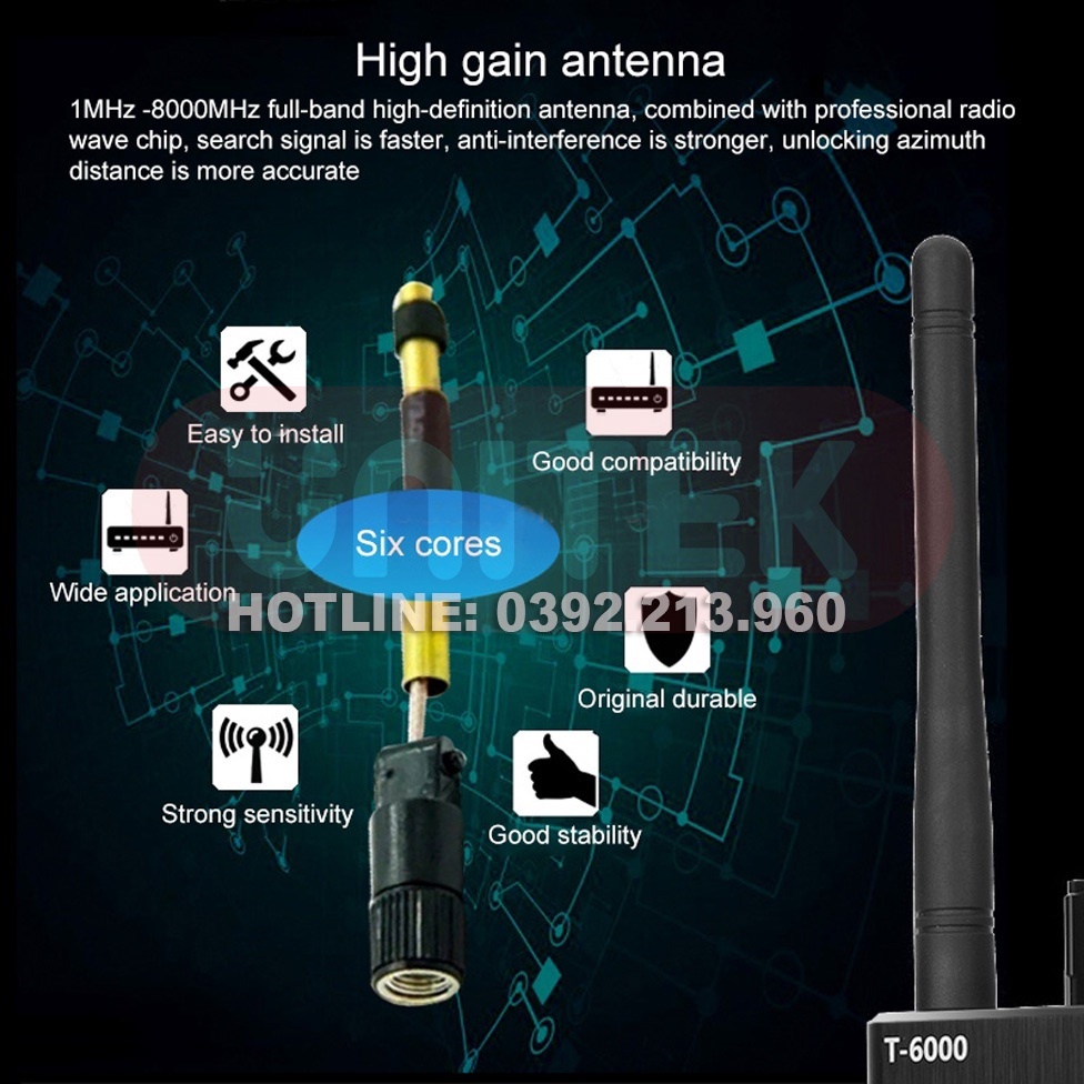 Máy Detector T6000 chuyên Dò Phát Hiện Theo Dõi Camera, GPS, Định Vị - Detector T6000