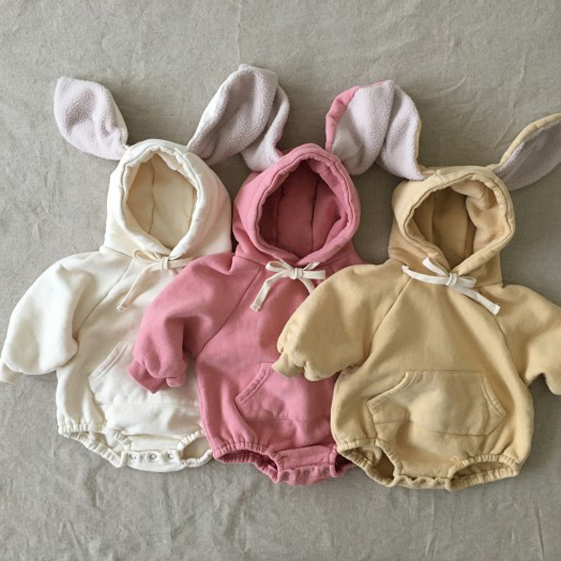 Jumpsuit Tay Dài Với Họa Tiết Hình Con Thỏ Đáng Yêu Dùng Cho Trẻ Nhỏ