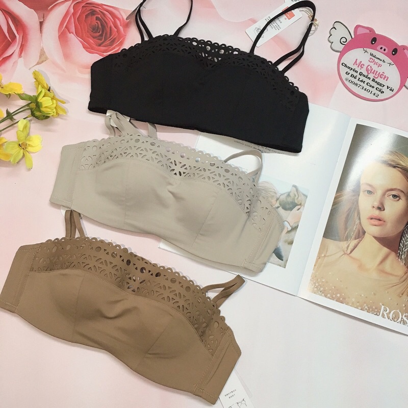 Áo lót, áo ngực chống tụt kèm dây cao cấp mặc hở vai, chất liệu ren đan mịn mút xốp thông hơi nâng ngực cực đỉnh