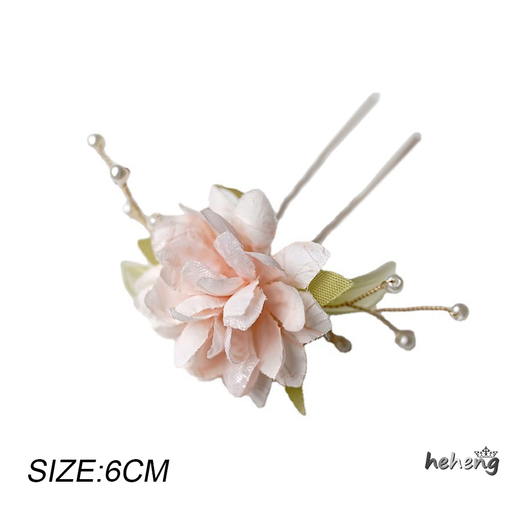 Trâm Cài Tóc Chữ U Bằng Vải Lụa Hình Hoa Mẫu Đơn Phong Cách Trung Quốc