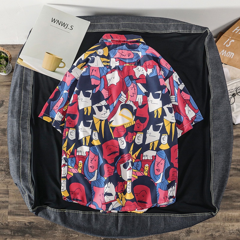 Áo Sơ Mi Tay Ngắn Dáng Rộng In Họa Tiết Thời Trang Mùa Hè Hàn Quốc Cho Nam Size M-3XL