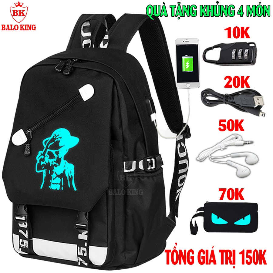 Balo nam nữ đi học thời trang phát sáng Baloking KHUYẾN MẠI (Cáp USB+Khóa số+Tainghe+Ví) - Cặp đi học HOT nhất 2021