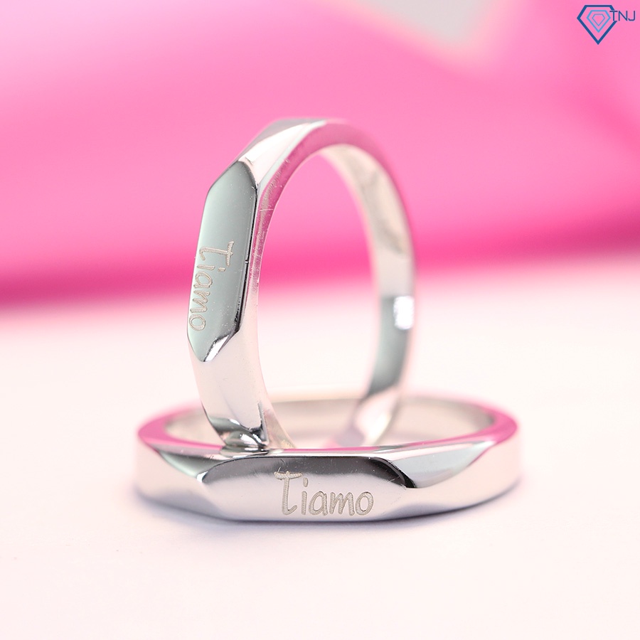 Nhẫn bạc đôi Tiamo trơn khắc tên theo yêu cầu ND0344 Trang Sức TNJ