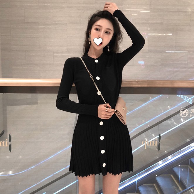 Women's long sleeve dress new style Platycodon grandiflorum small fragrance waist with skirt