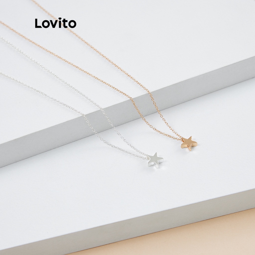 Dây chuyền Lovito bằng hợp kim hình ngôi sao 5 cánh A07008 (màu vàng / bạc)