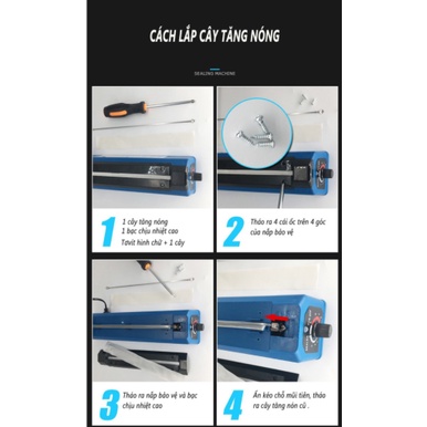 Máy dán, hàn miệng túi nilon đóng gói thực phẩm dập tay - dài 20cm mối hàn 3mm, máy ép túi bóng bền đẹp