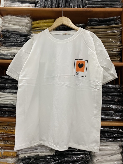 áo thun unisex form rộng in trái tim nhiều màu