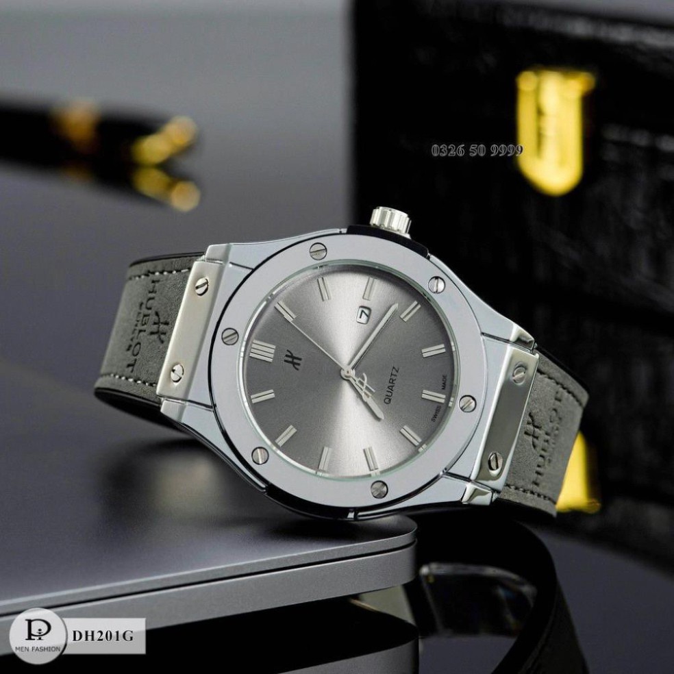 Đồng hồ Hublot nam size mặt 42mm - máy pin kim thể thao, dây silicon cao cấp bảo hành 24 tháng - combo quà chất