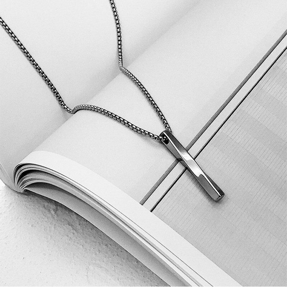 [sweet] unisex fashion punks tyle Spiral Rectangle Pendant Necklace Steel Chain Jewelry