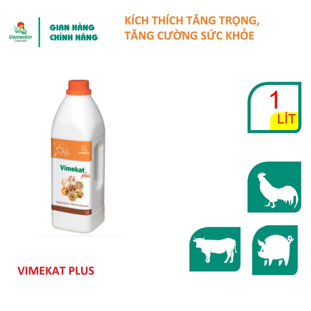 Vemedim Vimekat Plus Kích thích tăng trọng, tăng cường sức khỏe dùng cho gia súc, gia cầm, chai 1lit