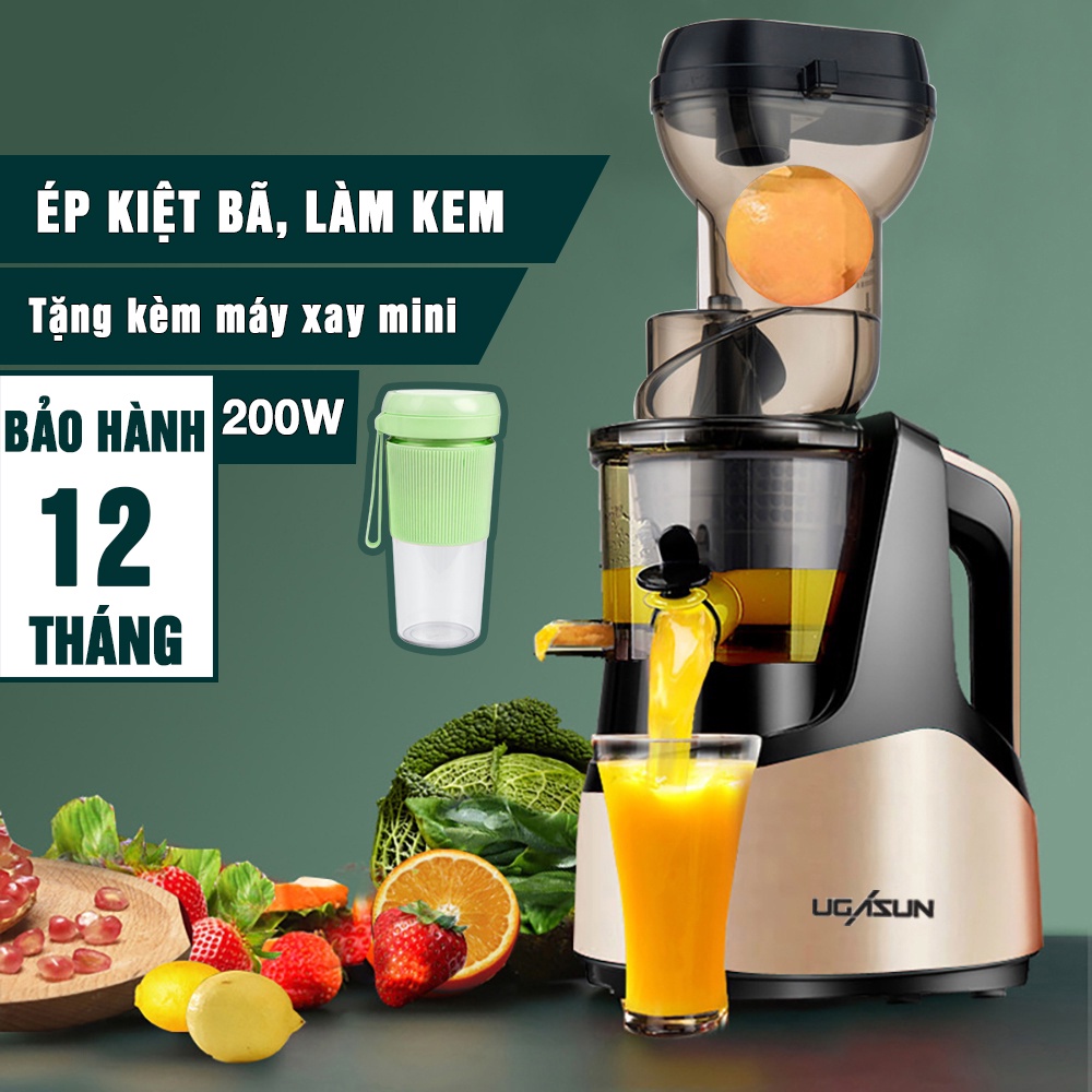 Máy Ép Hoa Quả Chậm Ugasun, Làm Kem, Ép hoa quả, Ép rau, Công Suất lớn