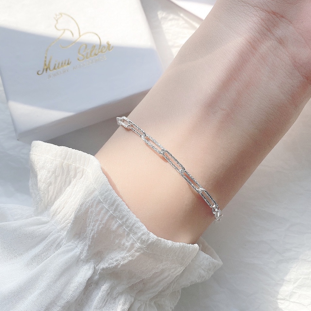 Lắc tay bạc nữ Miuu Silver, vòng tay nữ dây xích bạc 925 Sequin Bracelet