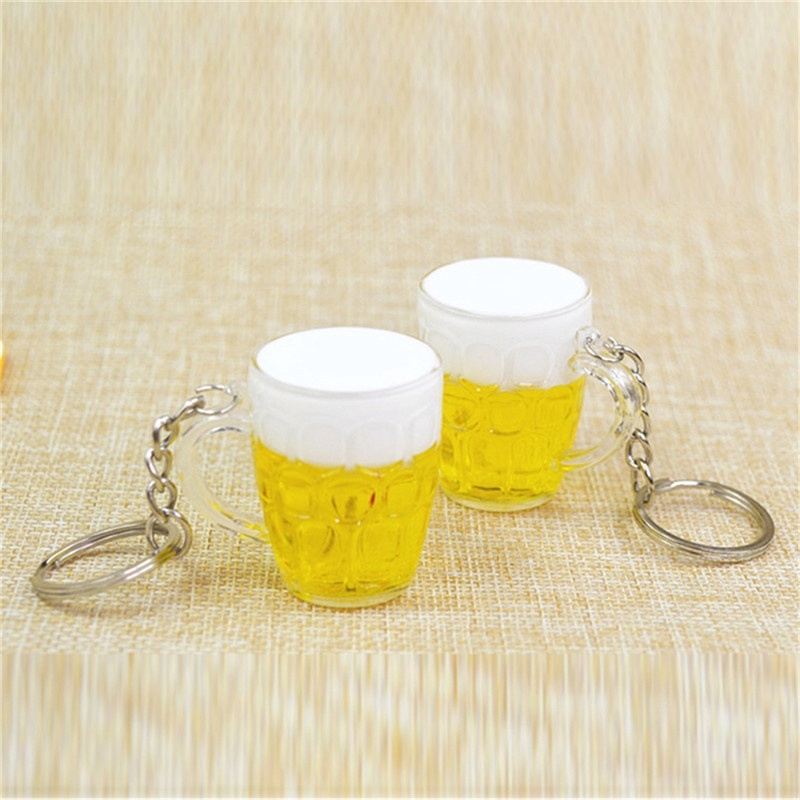 Móc khóa nhựa resin hình ly bia sáng tạo độc đáo