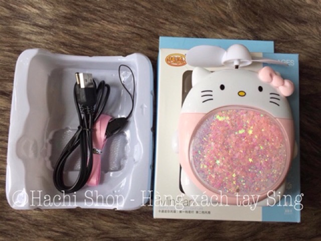 QUẠT MINI CÓ ĐÈN HÌNH KITTY SIÊU KUTE