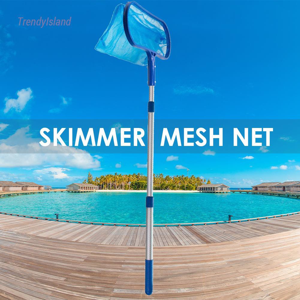 Swimming Pool Skimmer Net with Telescopic Pole Removal Leaf Rake Pool Ponds Cleaning Debris Tools