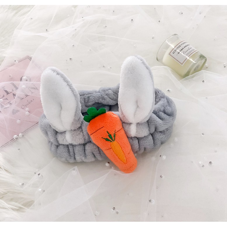 Băng đô rửa mặt, băng đô cài tóc skincare nữ cà rốt tai thỏ 3D cute vải nhung dễ thương thời trang - VHT SHOP