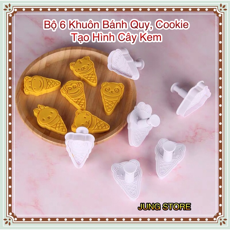 Bộ 8 khuôn nhấn làm bánh quy cây kem, khuôn lò xo cắt bột tạo hình bánh cookie, fondant trang trí bánh kem M313