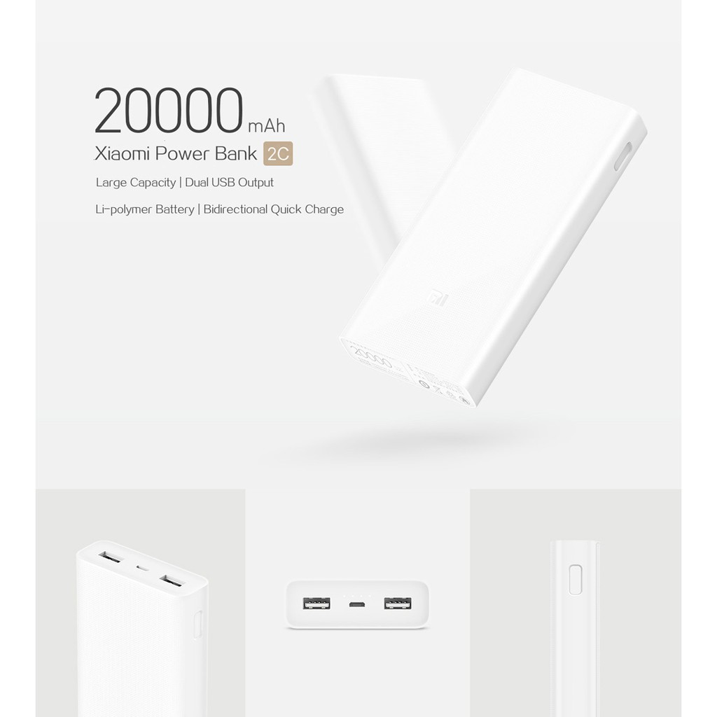 Pin sạc dự phòng Xiaomi 20000mAh Gen 2C (Quốc Tế Version) - Hàng chính hãng DGW