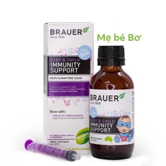 [Mã MKBC155 giảm 8% đơn 400K] [Mẫu mới] Siro Brauer Immunity tăng sức đề kháng 100ml